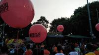 Suasana peluncuran Brimob Run 2017 di Bunderan Hotel Indonesia, Minggu (5/11/2017). (Liputan6.com/Risa Rahayu Kosasih)