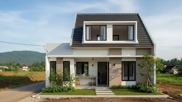 Rumah Atap Mansard dengan Ruang Serbaguna