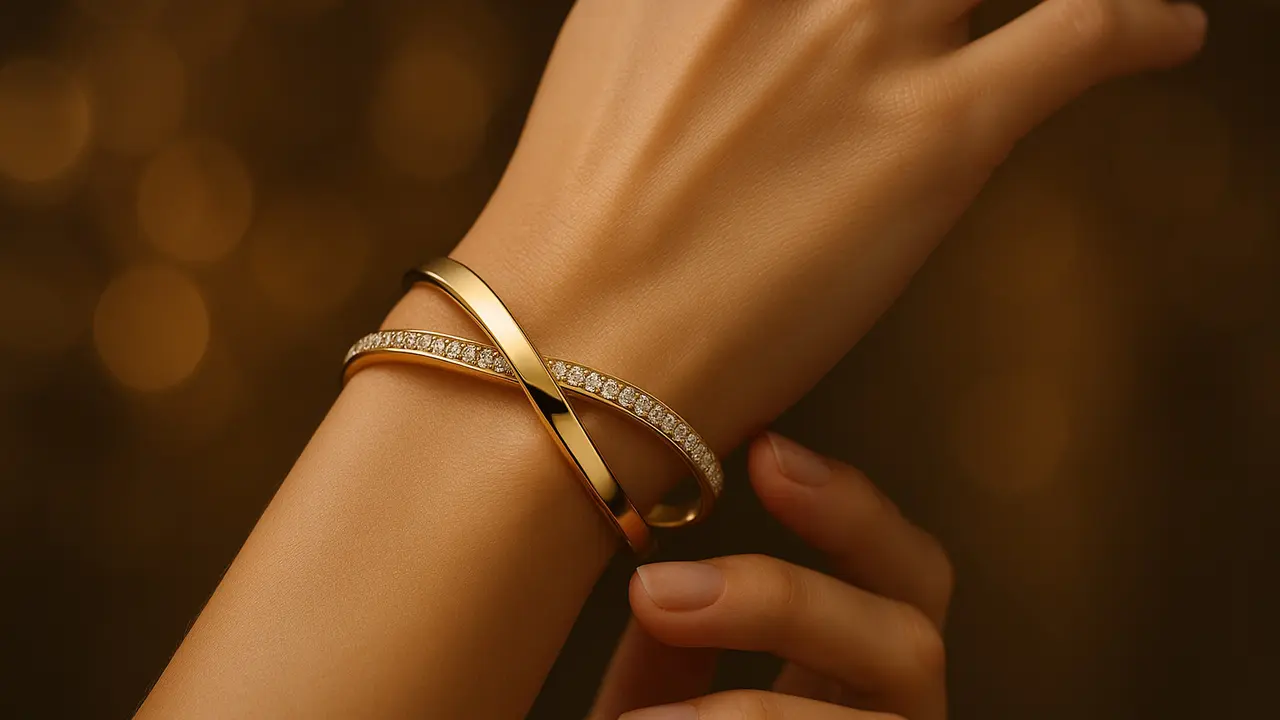 Model Gelang Emas Crossover Elegan