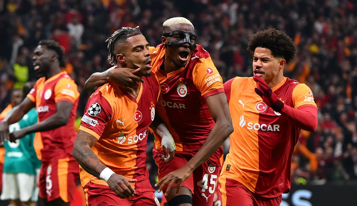 Kemenangan tersebut menjadi modal berharga Galatasaray sebelum melakoni laga leg kedua di Anfield, Liverpool, pada Rabu (18/03/2026) waktu setempat mendatang.(AFP/Yasin Akgul)