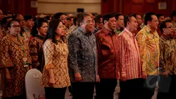 Sejumlah menteri tampak hadir di acara pembukaan Musyawarah Perencanaan Pembangunan Nasional (Musrenbangnas) Tahun 2015 di Jakarta, Rabu (29/4/2015). (Liputan6.com/Faizal Fanani)