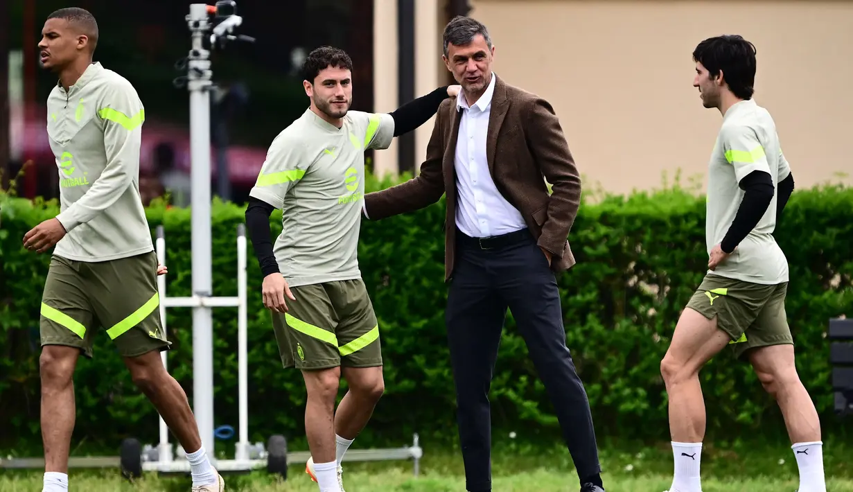 AC Milan akan bertanding melawan Inter Milan di San Siro pada leg pertama semifinal Liga Champions 2022/2023. (AFP/Marco Bertorello)