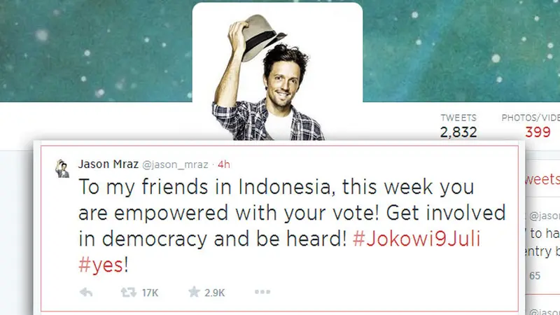 jason mraz dukung jokowi