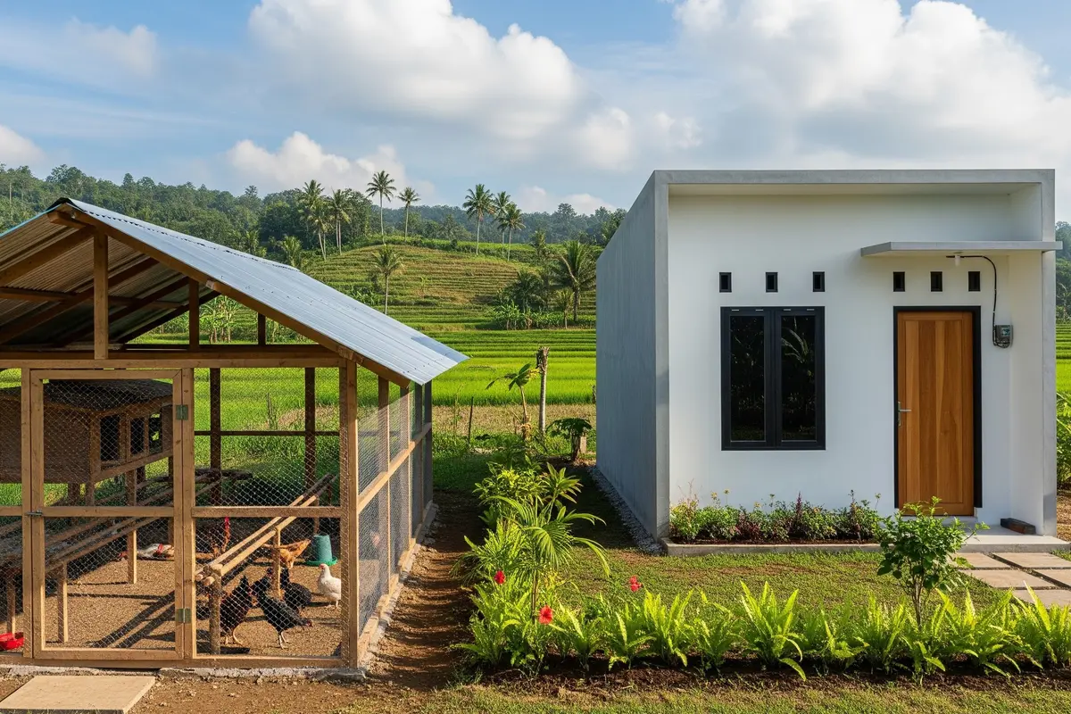 Ide Kandang Ayam Semi Terbuka dengan Ventilasi Maksimal di Samping Rumah Anti Bau