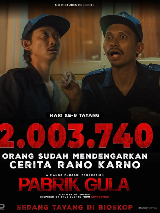 Film Pabrik Gula mencapai 2 juta penonton setelah 6 hari tayang. (Foto: Dok. Instagram @manojpunjabimd)
