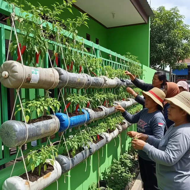 Ide Kebun Cabai Gantung dari Galon Bekas dan Tali Gantung untuk Ibu-ibu Penggerak Bank Sampah