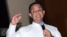 Mendikbud Anies Baswedan memaparkan program Belajar Bersama Maestro (BBM), Jakarta, Jumat (12/6/2015).  Program ini dalam rangka pelestarian dan revitalisasi kebudayaan yang melibatkan 10 maestro Indonesia. (Lipuran6.com/Helmi Afandi)