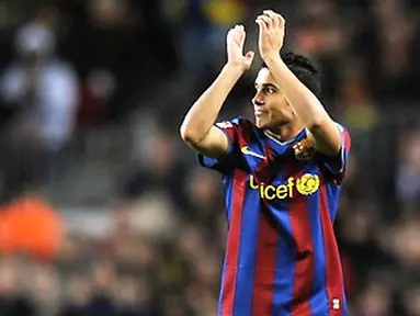 Dua gol Pedro Rodriguez membantu Barcelona menundukkan Real Mallorca 4-2 dalam lanjutan pertandingan La Liga di Nou Camp, 7 November 2009. AFP PHOTO/LLUIS GENE