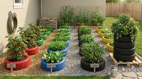 6 Cara Membuat Kebun Organik dari Ban Mobil Bekas agar Tanaman Tumbuh Subur