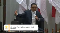 Anies Baswedan dalam Kuliah Kebangsaan di Universitas Indonesia, Depok bertajuk, Hendak ke mana Indonesia Kita? Gagasan, Pengalaman, dan Rancangan Para Pemimpin Masa Depan, Selasa (29/8/2023). (Televisi UI)