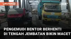 Aksi pengemudi bentor berhenti sembarangan di tengah jembatan bikin macet lalu lintas