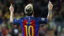 Lionel Messi memimpin klasemen sementara pencetak gol terbanyak Liga Champions 2017-2017 dengan enam gol. (AFP/Pau Barrena)