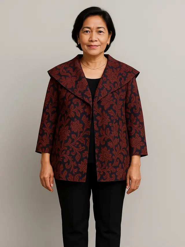 Model Cardigan Batik untuk Kondangan dan Acara Resmi Ibu-ibu Usia 50 Tahunan (Foto: ChatGPT)