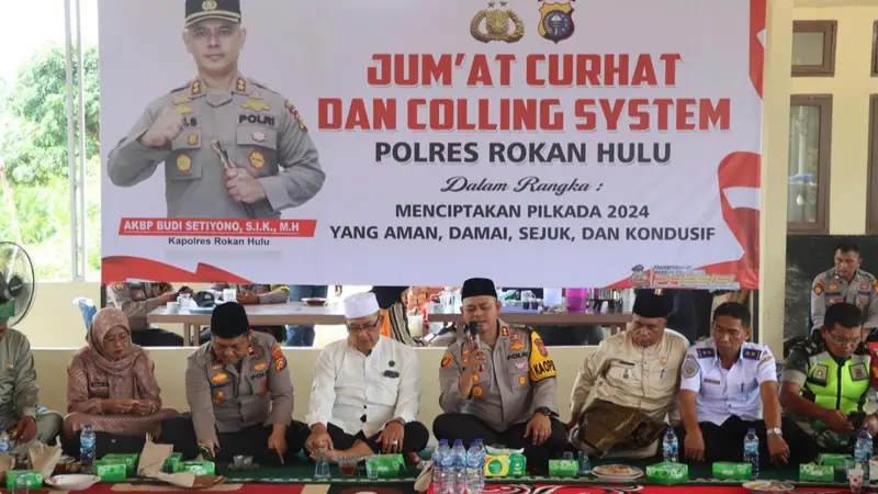 Polres Rokan Hulu mengadakan Jum'at Curhat mengajak tokoh adat dan tokoh agama mewujudkan Pilkada damai, aman dan sejuk.