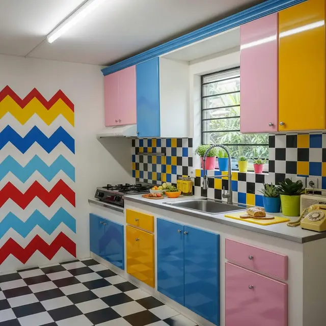 dapur rumah kecil tema retro 80an budget 8 juta