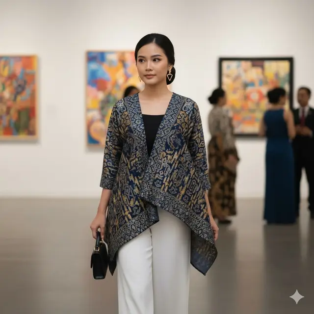 Outer Batik Potongan Asimetris