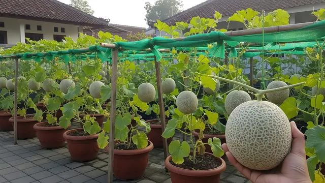 cara menanam melon di pot halaman rumah