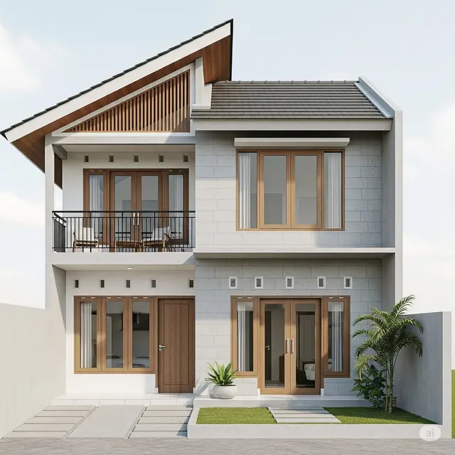 Desain Rumah 2 Lantai Sederhana dan Biaya 100 Juta. Foto: Gemini
