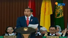 Dalam kesempatan ini presiden menyampaikan ucapan terima kasih pada UI sebagai penyumbang menteri terbanyak dalam kabinetnya.