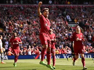 Liverpool akhirnya berhasil memetik kemenangan perdananya saat berjumpa Bournemouth pada pekan keempat Liga Inggris, Minggu (27/08/2022) malam WIB. (AFP/Oli Scarff)