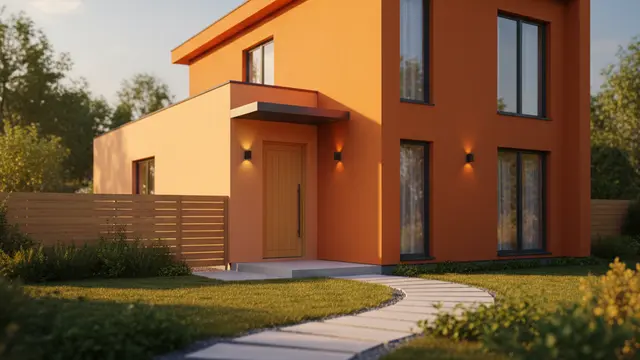Rumah Minimalis Cat Orange Kontemporer
