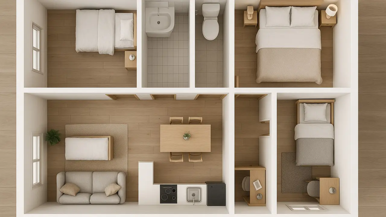 Gambar Rumah Minimalis 6x8 Kamar 3/via ChatGPT