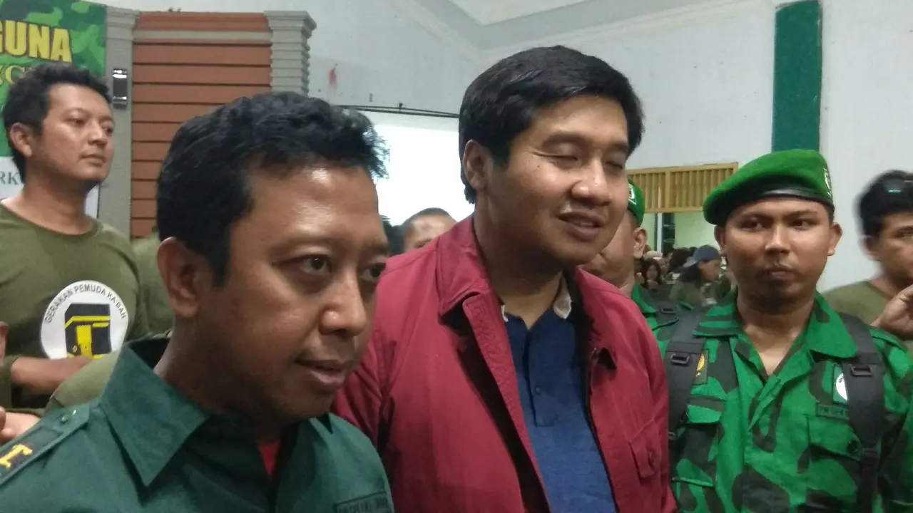 Ketua Umum PPP Romahurmuziy saat menghadiri pelatihan kader siap guna Gerakan Pemuda Ka'bah di Cisarua, Bogor, Sabtu, 11 Agustus 2018. (Liputan6.com/Achmad Sudarno)
