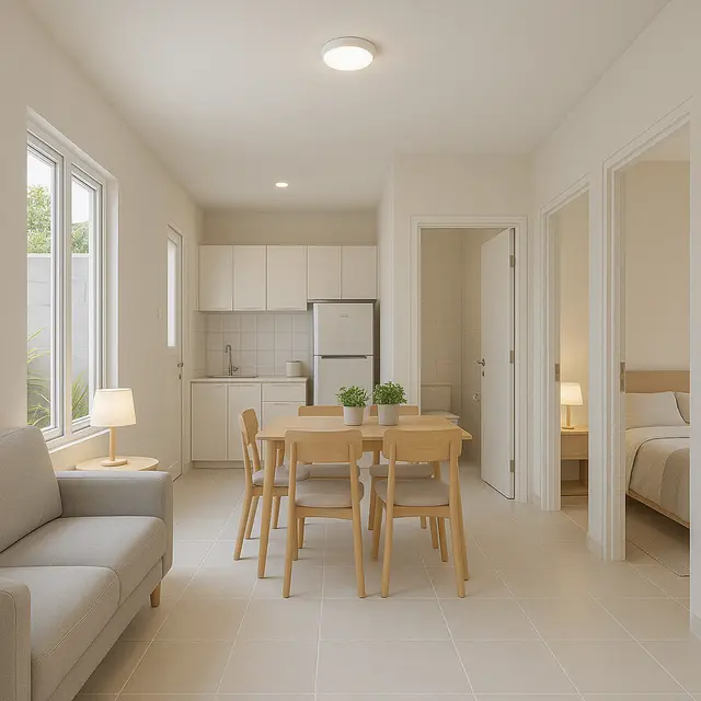 Rumah Sederhana 1 Lantai dengan 2 Kamar Tidur (Foto: Rizka Nur Laily via ChatGPT)