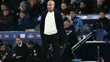 Manajer Spanyol Manchester City, Pep Guardiola, bereaksi selama pertandingan Liga Champions UEFA antara Manchester City dan Club Brugge di Stadion Etihad di Manchester, Inggris barat laut,&nbsp;Kamis dini hari WIB (30-1-2025). (Paul ELLIS/AFP)