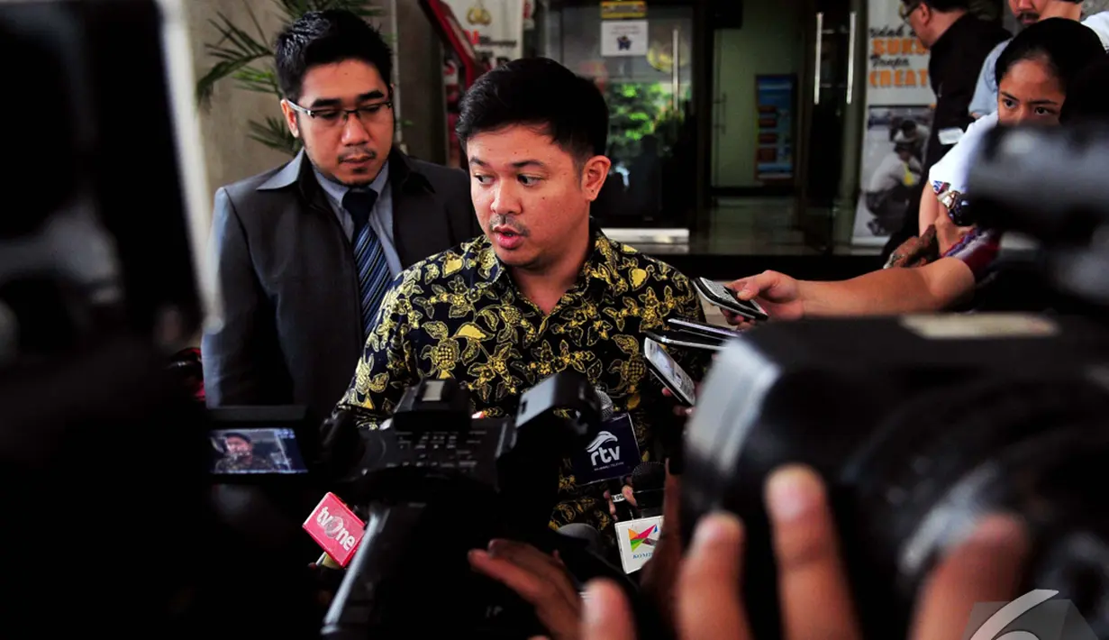 Kuasa Hukum Suryadharma Ali (SDA), Andreas Nahot Silitonga saat memberikan keterangan pers, Jakarta, Rabu (29/10/2014) (Liputan6.com/Johan Tallo)