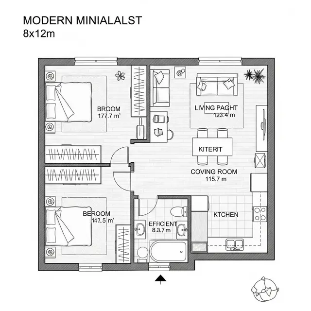Model Rumah 8x12 Modern 2025 Hemat Budget dengan 2 Kamar. Gemini