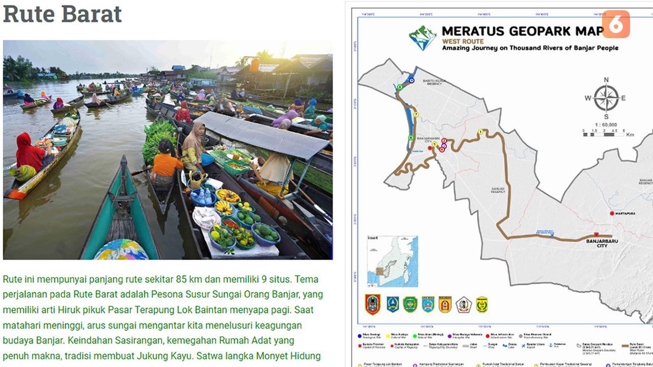 Map Rute Barat Geopark Meratus Kalimantan Selatan Kalsel
