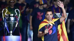 Xavi Hernandez merupakan pemain legenda bagi Barcelona. Ia adalah gelandang dengan kemampuan untuk mengontrol tempo dan mampu mendikte permainan. Xavi telah menorehkan 16 penampilan di semifinal Liga Champions dengan mempersembahkan empat kali gelar juara. (AFP/Josep Lago)