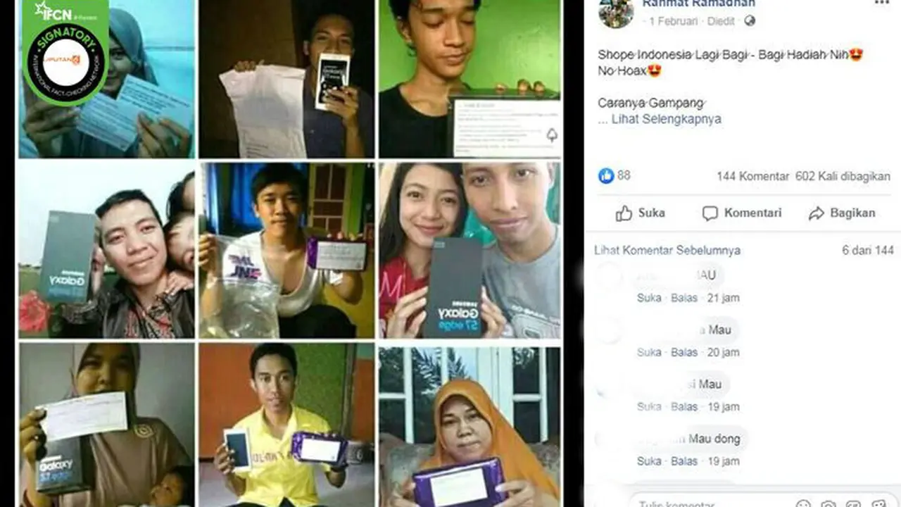 Cek Fakta: Gambar Tangkapan Layar Informasi Bagi-bagi Hadiah dari Shopee