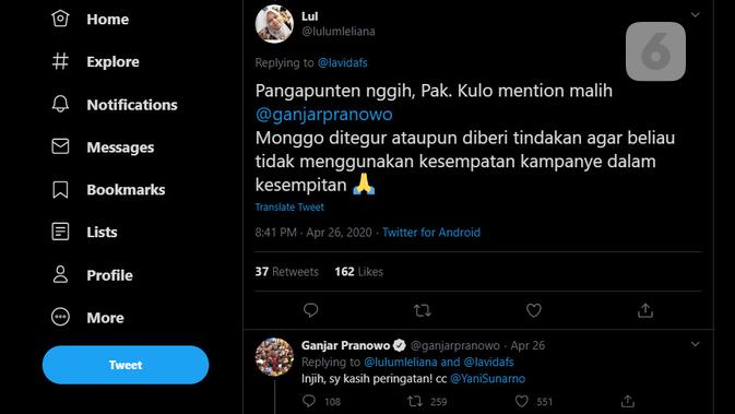 Warganet melaporkan Bupati Klaten ke Gubernur Jateng, Ganjar Pranowo