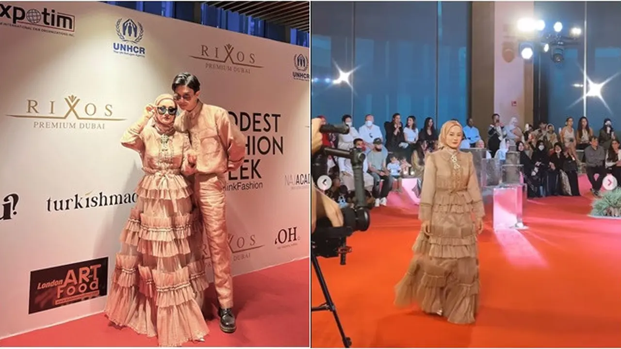7 Potret Dinda Hauw Jadi Model Catwalk di Dubai Modest Fashion Week, Tampil Elegan