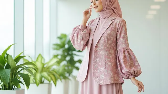 Model Blazer Batik Wanita untuk Gamis