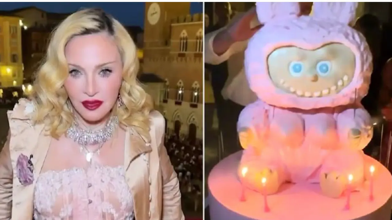 Madonna Rayakan Ulang Tahun ke-67 di Italia dapat kue Labubu besar