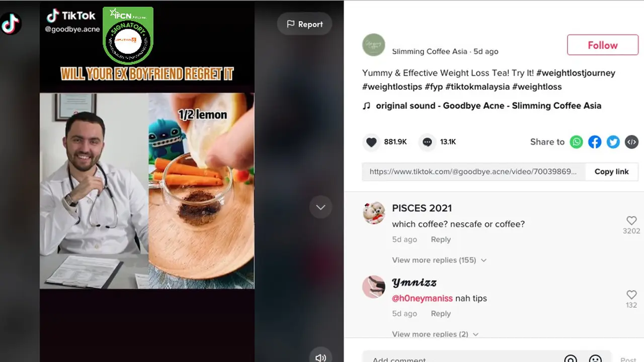 Cek Fakta Liputan6.com menelusuri klaim resep menghilangkan lemak dengan meminum campuran kopi, lemon dan air panas setiap hari selama 3 minggu