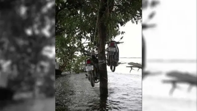 Gantung Motor Demi Menyelamatkan dari Banjir (acidcow)