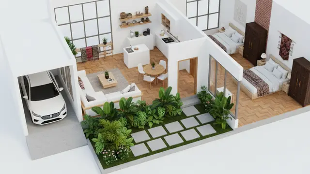 Rumah Tipe 36 dengan Carport dan Taman