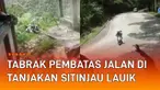 Detik-detik pemotor alami rem blong di tanjakan Sitinjau Lauik mengundang perhatian.