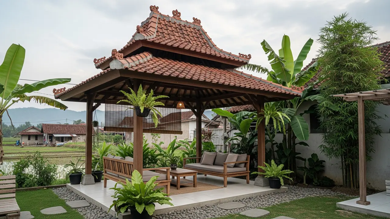 Inspirasi Ruang Santai Bergaya Pendopo Minimalis