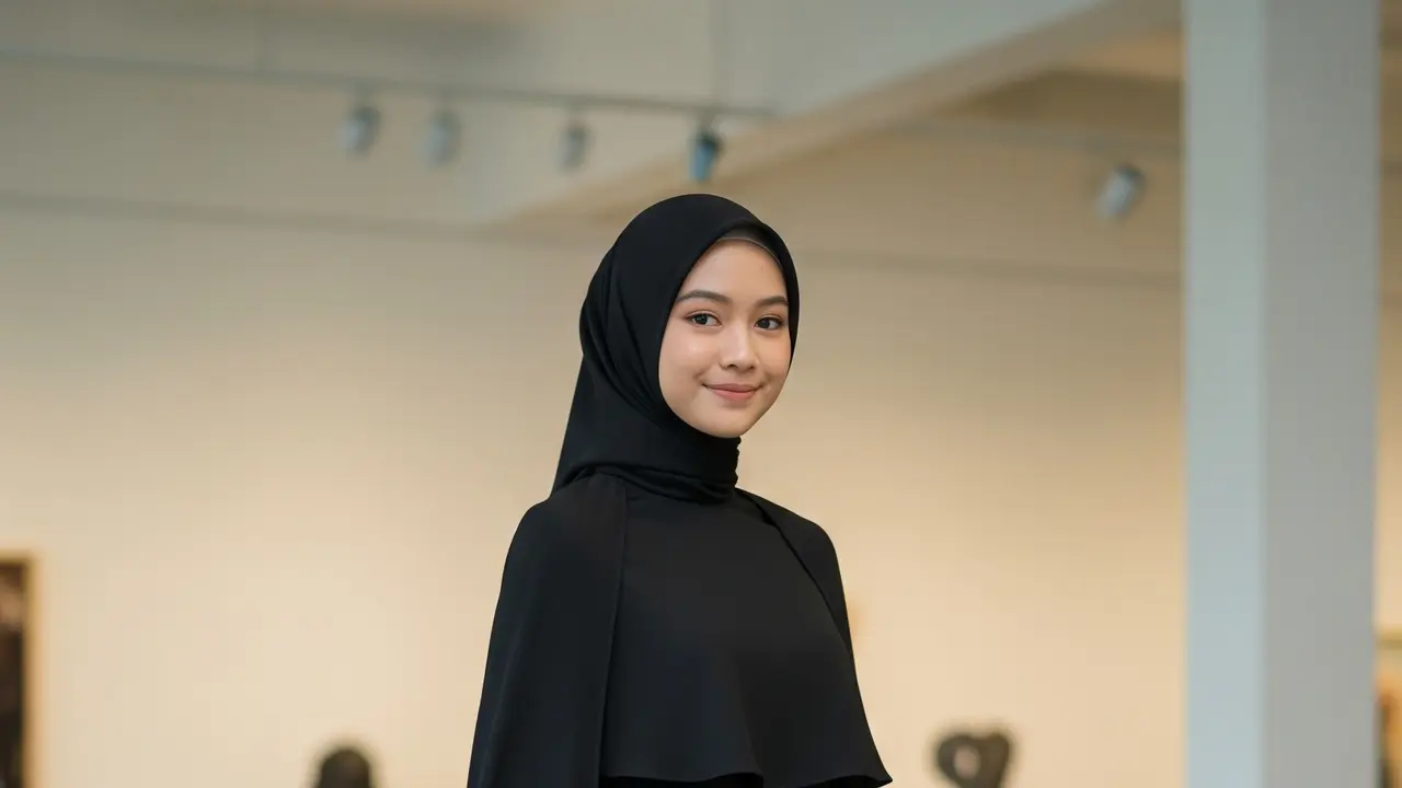 Model Gamis Hitam Polos Remaja Terbaru 2025/Gamis Hitam Cape Dress