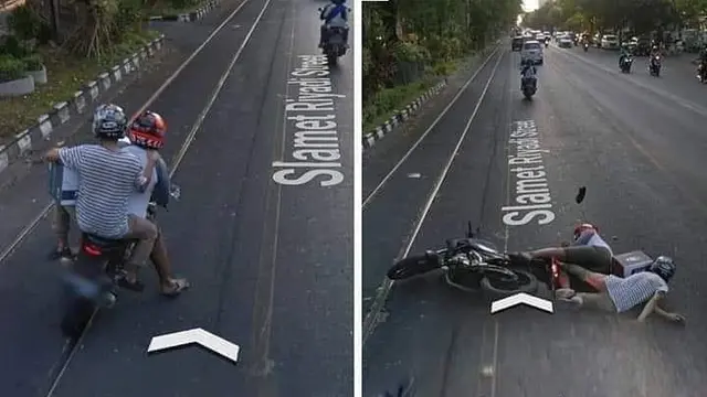 10 Potret Orang Kecelakaan saat Naik Motor, Ada yang Pose di Jalanan