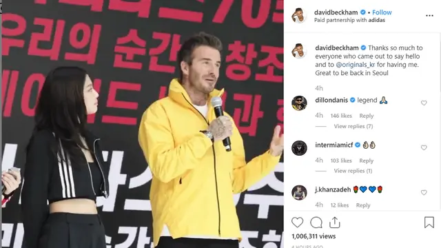David Beckham dan Jennie Blackpink (Instagram/ davidbeckham)