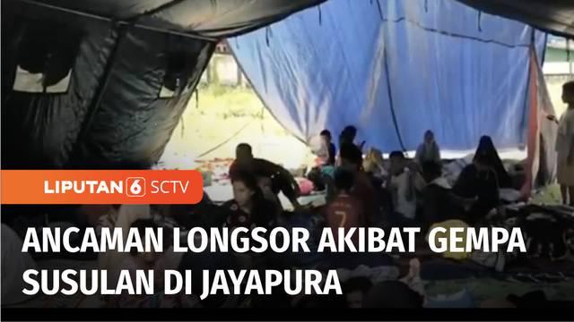 Sebanyak 70 keluarga di Kelurahan Gurabesi, Kota Jayapura, Papua memilih mengungsi di tenda yang disiapkan BNPB. Mereka masih takut kembali ke rumah, karena khawatir longsor yang disebabkan gempa susulan.