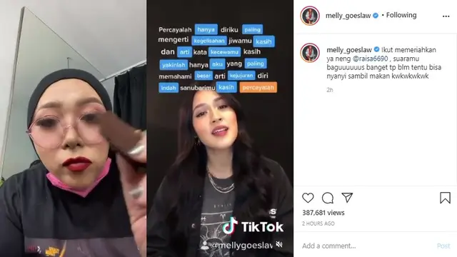 Melly Goeslaw - Raisa (Foto: Instagram/@melly_goeslaw)
