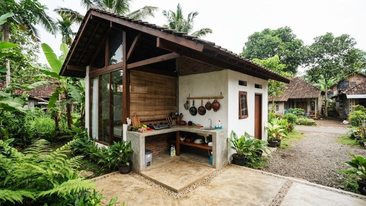 10 Inspirasi Rumah Kecil di Desa dengan Dapur Semi Terbuka Alami, Murah dan Menyatu Alam