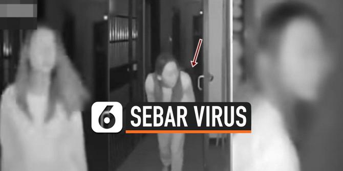 VIDEO: Wanita Ludahi Gagang Pintu Apartemennya, Diduga Sebar Virus Corona